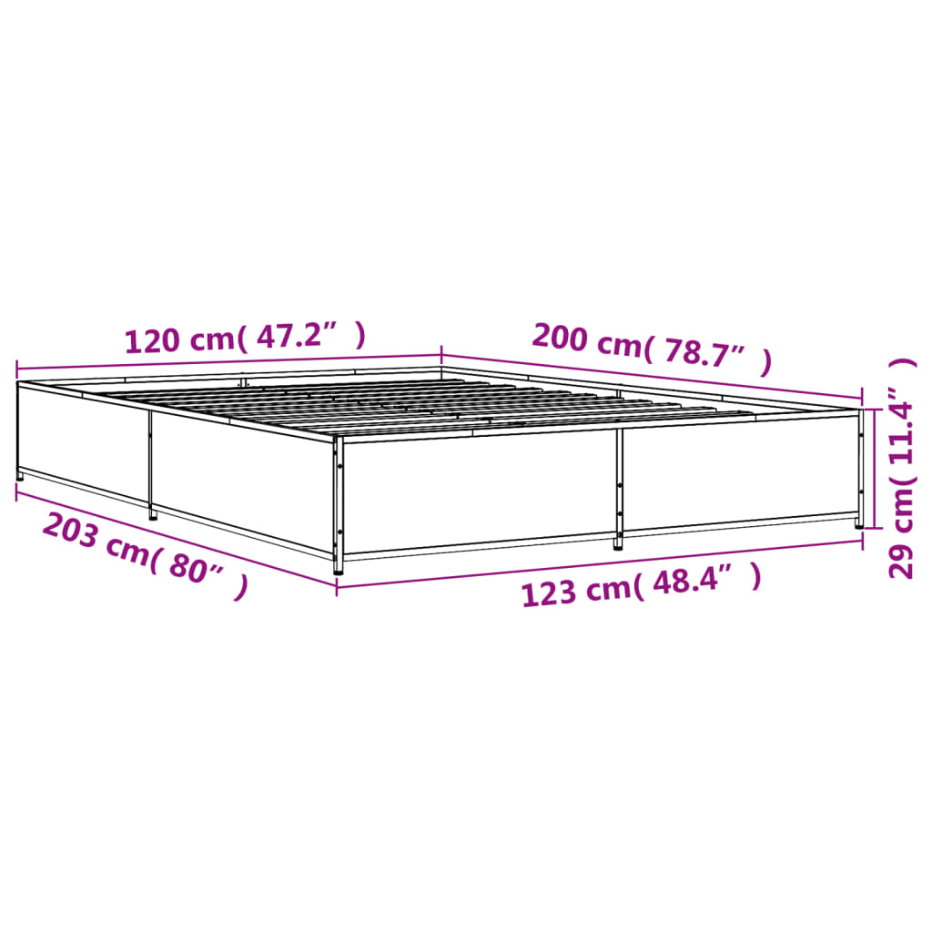 Bed Frame without Mattress Black 120x200 cm