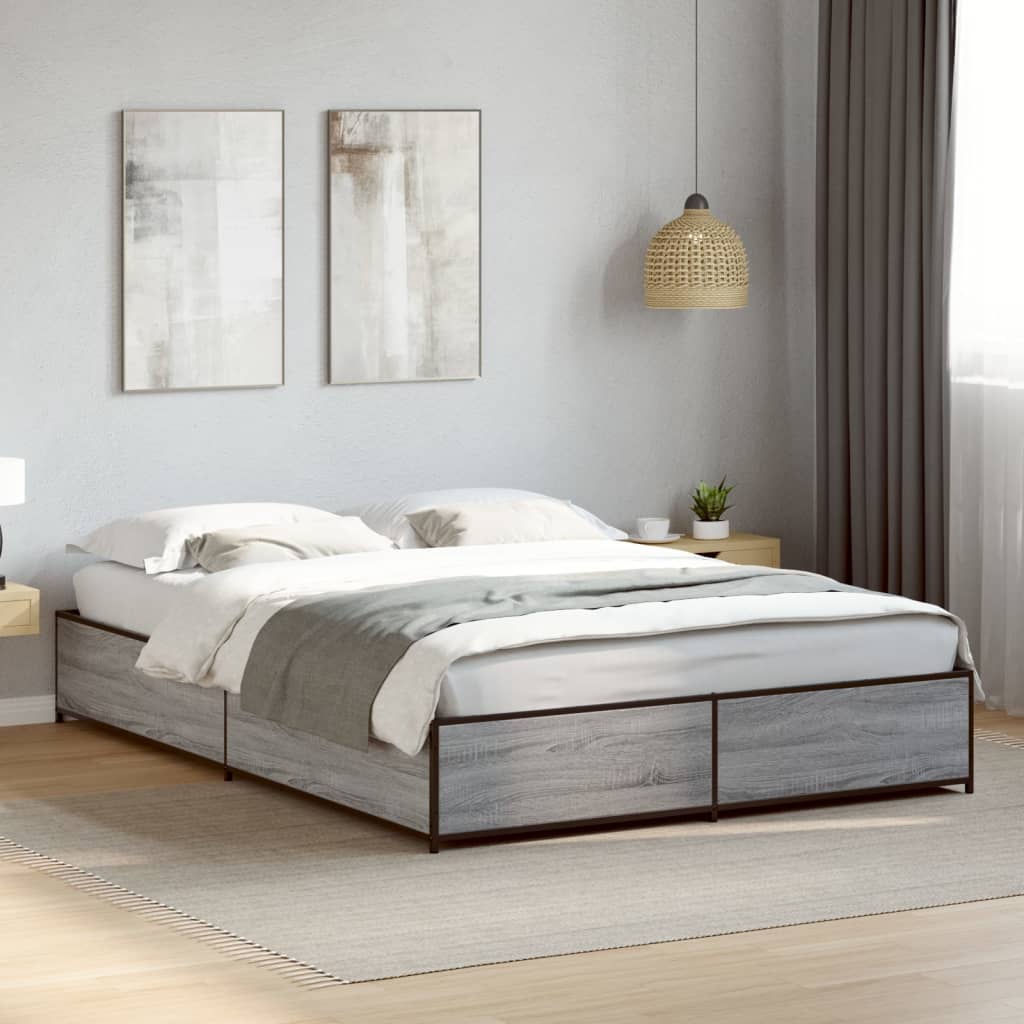 Bed Frame without Mattress Grey Sonoma 140x190 cm