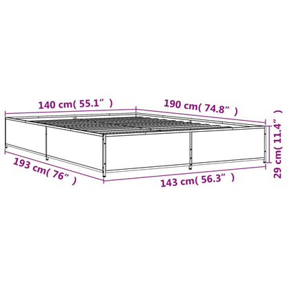 Bed Frame without Mattress Grey Sonoma 140x190 cm
