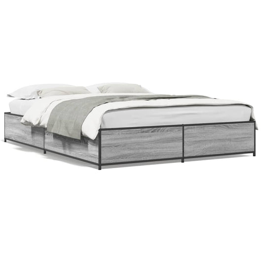 Bed Frame without Mattress Grey Sonoma 140x190 cm