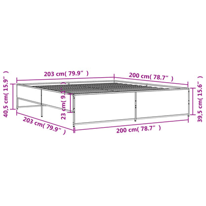 Bed Frame without Mattress Grey Sonoma 200x200 cm