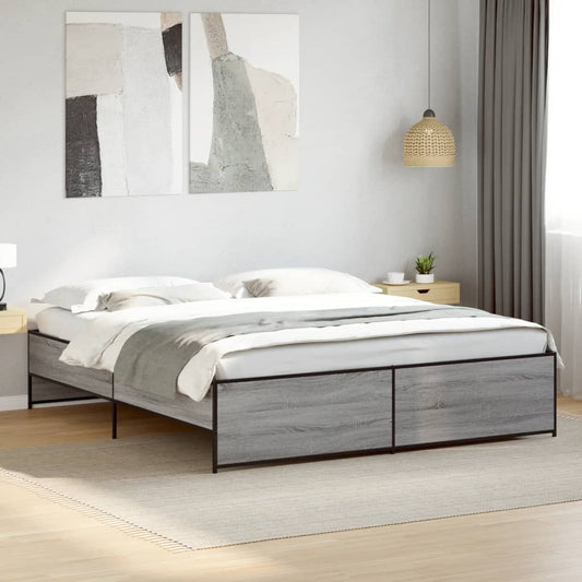 Bed Frame without Mattress Grey Sonoma 200x200 cm