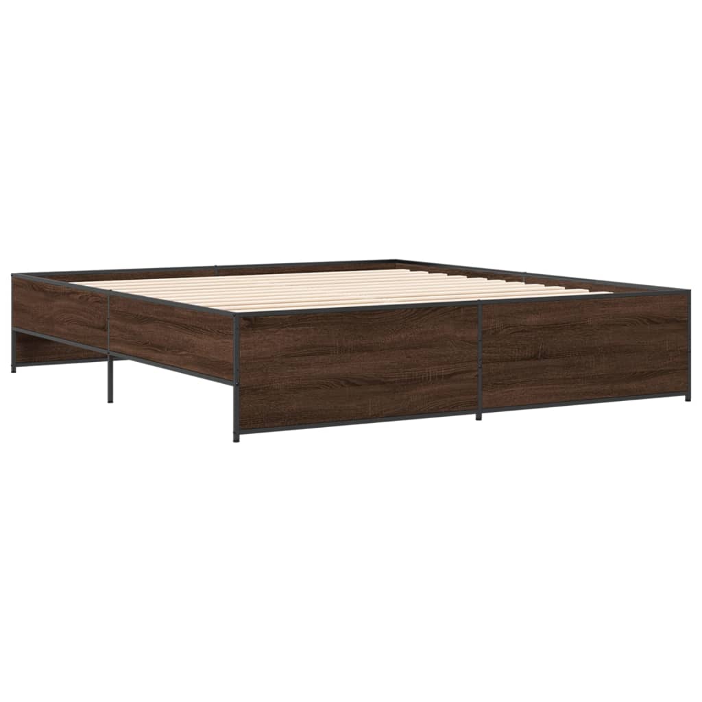 Bed Frame without Mattress Brown Oak 200x200 cm