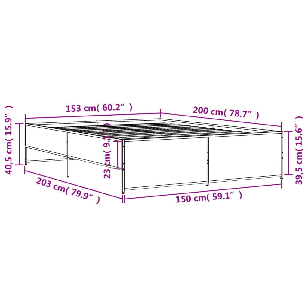Bed Frame without Mattress Sonoma Oak 150x200 cm King Size