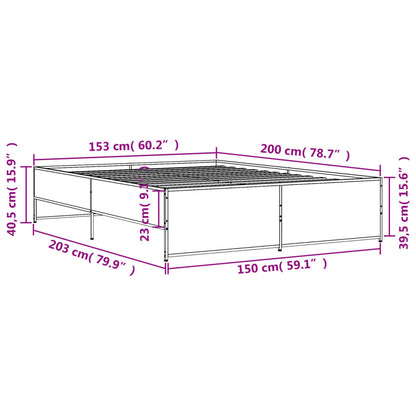 Bed Frame without Mattress Sonoma Oak 150x200 cm King Size