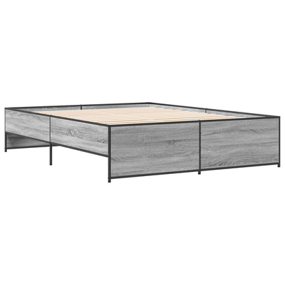 Bed Frame Grey Sonoma 140x200 cm Engineered Wood and Metal