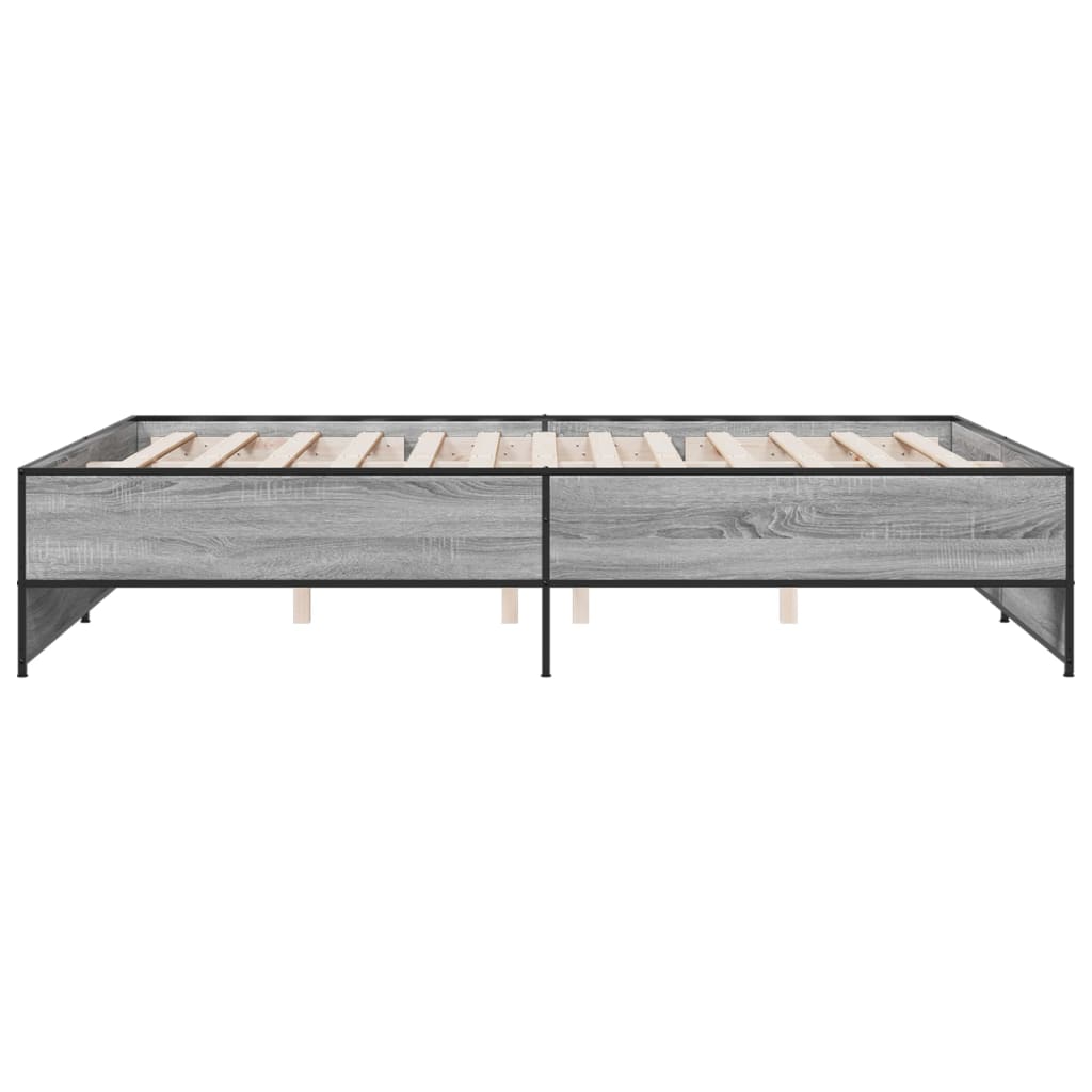 Bed Frame Grey Sonoma 140x200 cm Engineered Wood and Metal