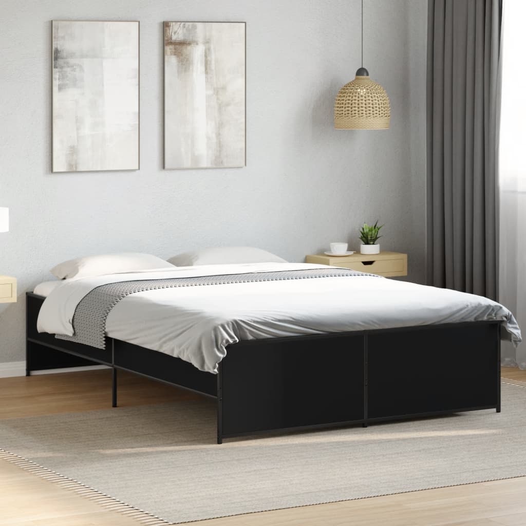 Bed Frame without Mattress Black 135x190 cm Double