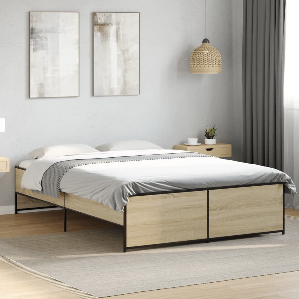 Bed Frame without Mattress Sonoma Oak 135x190 cm Double