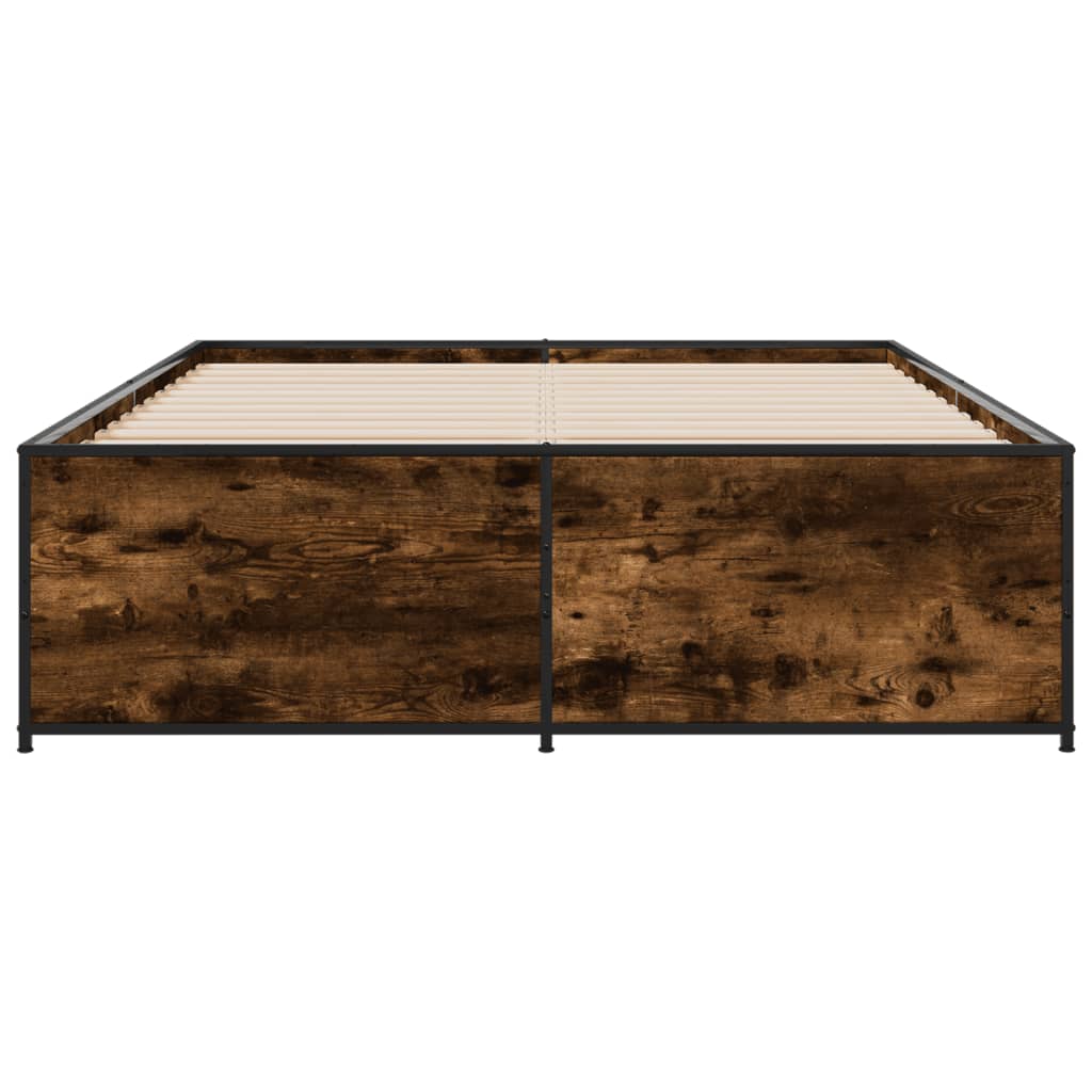 Bed Frame without Mattress Smoked Oak 135x190 cm Double