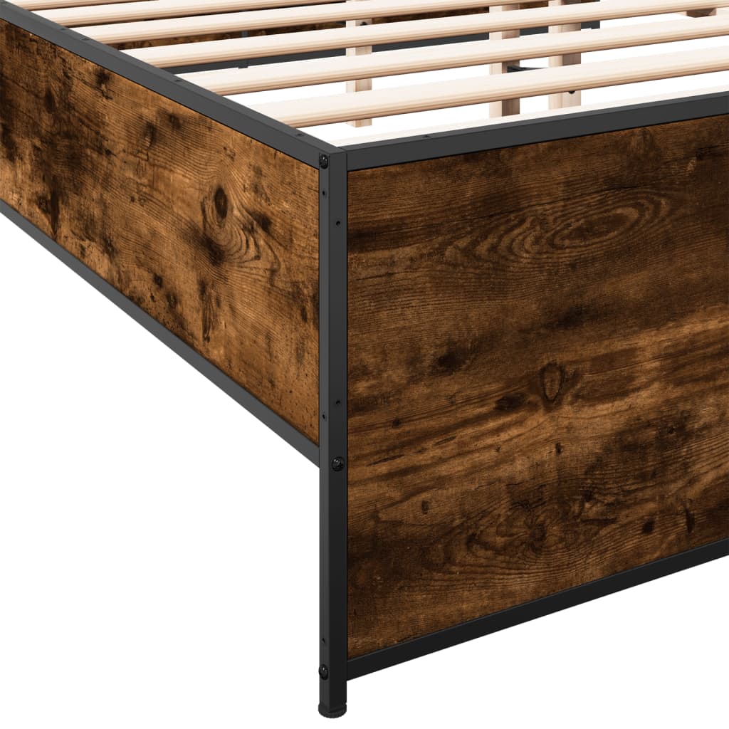 Bed Frame without Mattress Smoked Oak 135x190 cm Double