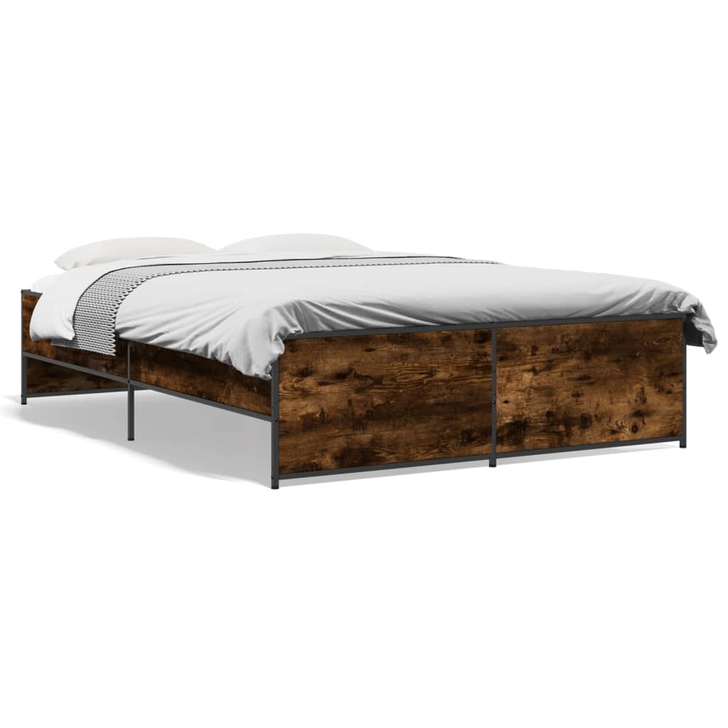 Bed Frame without Mattress Smoked Oak 135x190 cm Double