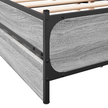 Bed Frame with Drawers without Mattress Grey Sonoma 200x200 cm
