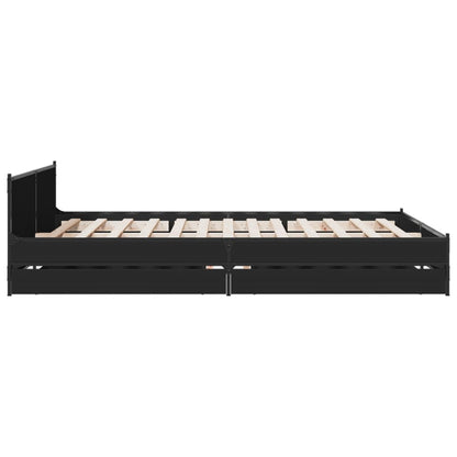 Bed Frame with Drawers without Mattress Black 150x200 cm King Size