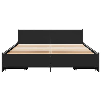 Bed Frame with Drawers Black 140x200 cm Engineered Wood