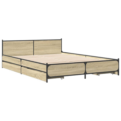 Bed Frame with Drawers without Mattress Sonoma Oak 135x190 cm Double