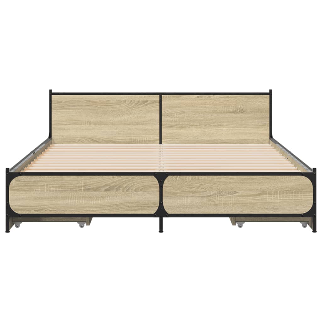 Bed Frame with Drawers without Mattress Sonoma Oak 135x190 cm Double