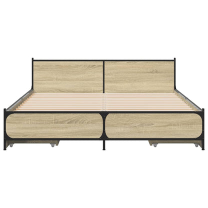 Bed Frame with Drawers without Mattress Sonoma Oak 135x190 cm Double