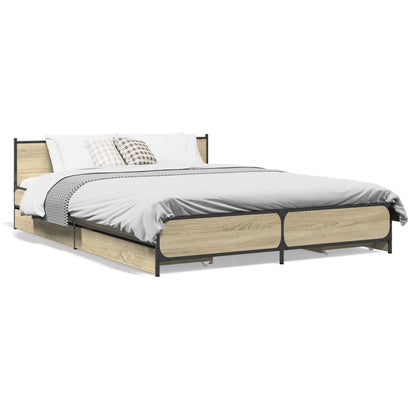 Bed Frame with Drawers without Mattress Sonoma Oak 135x190 cm Double