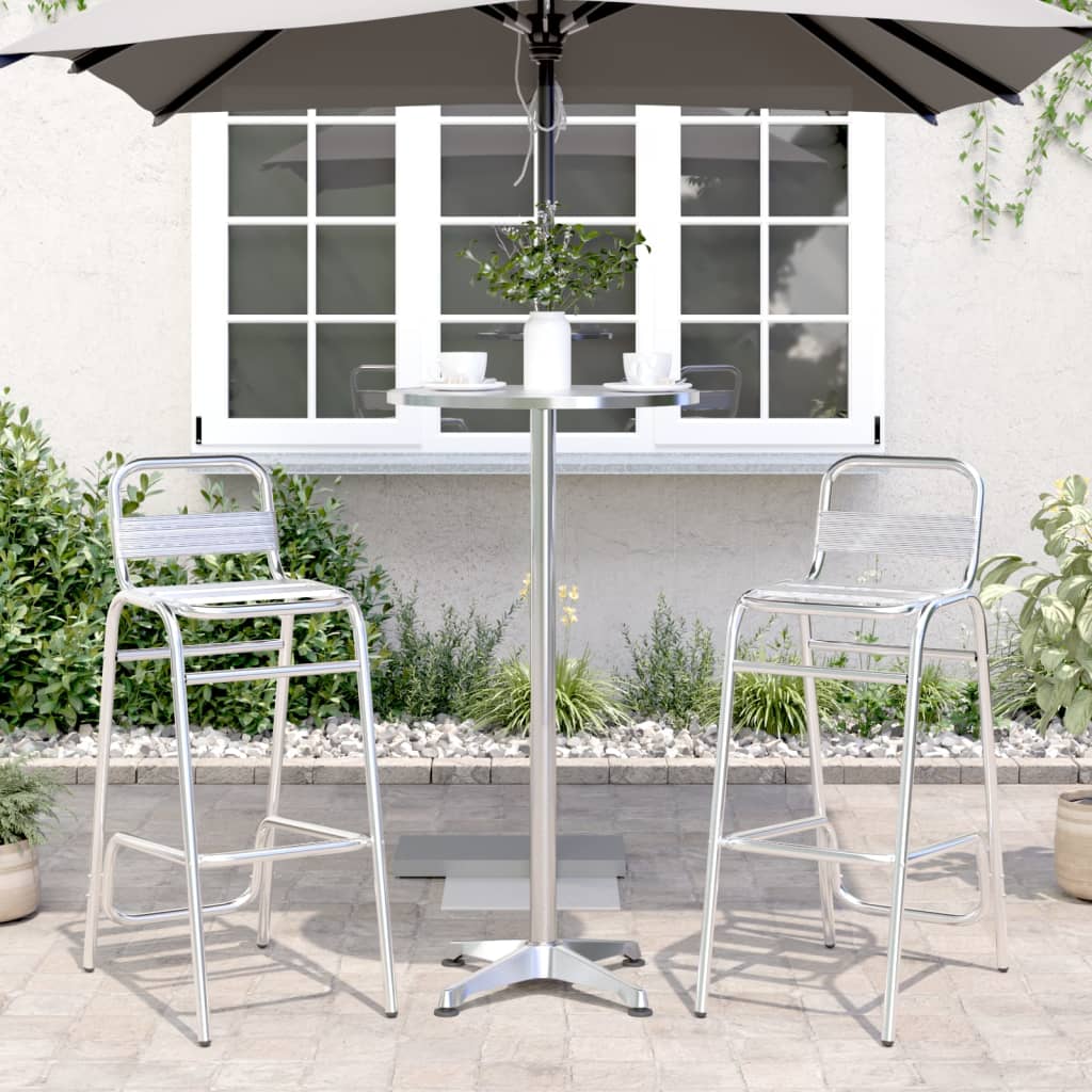 Outdoor Bar Table Height Adjustable Ø59.5x70/114.5 cm Aluminium