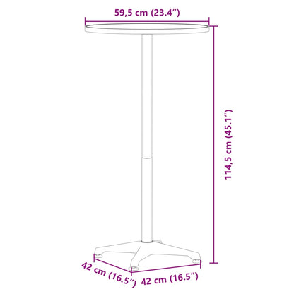 Outdoor Bar Table Height Adjustable Ø59.5x70/114.5 cm Aluminium