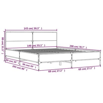 Bed Frame without Mattress Black 140x200 cm