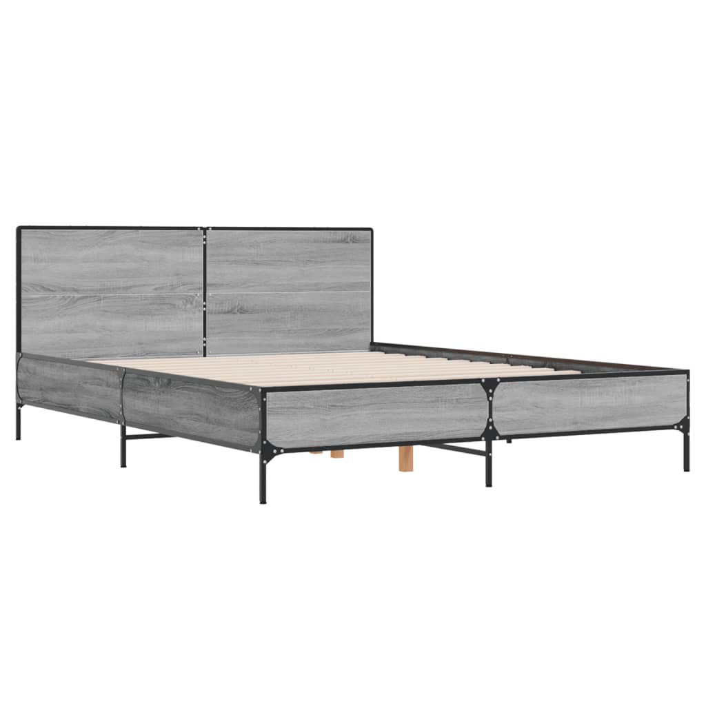 Bed Frame without Mattress Grey Sonoma 160x200 cm