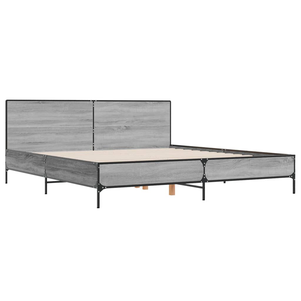 Bed Frame without Mattress Grey Sonoma 180x200 cm Super King