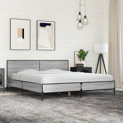 Bed Frame without Mattress Grey Sonoma 180x200 cm Super King