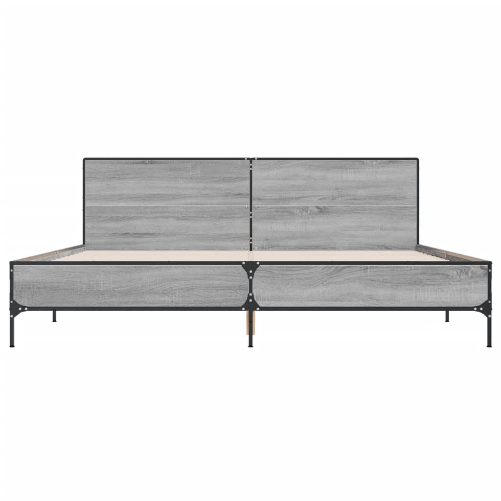 Bed Frame without Mattress Grey Sonoma 180x200 cm Super King