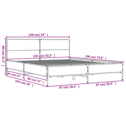 Bed Frame without Mattress Sonoma Oak 135x190 cm Double