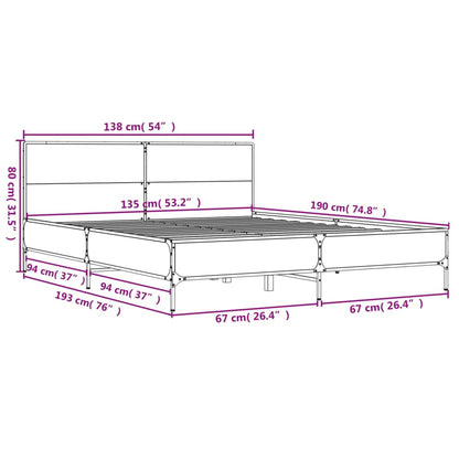 Bed Frame without Mattress Brown Oak 135x190 cm Double