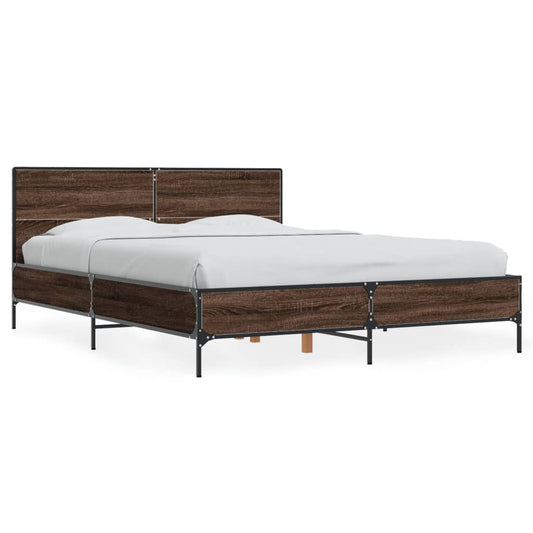Bed Frame without Mattress Brown Oak 135x190 cm Double