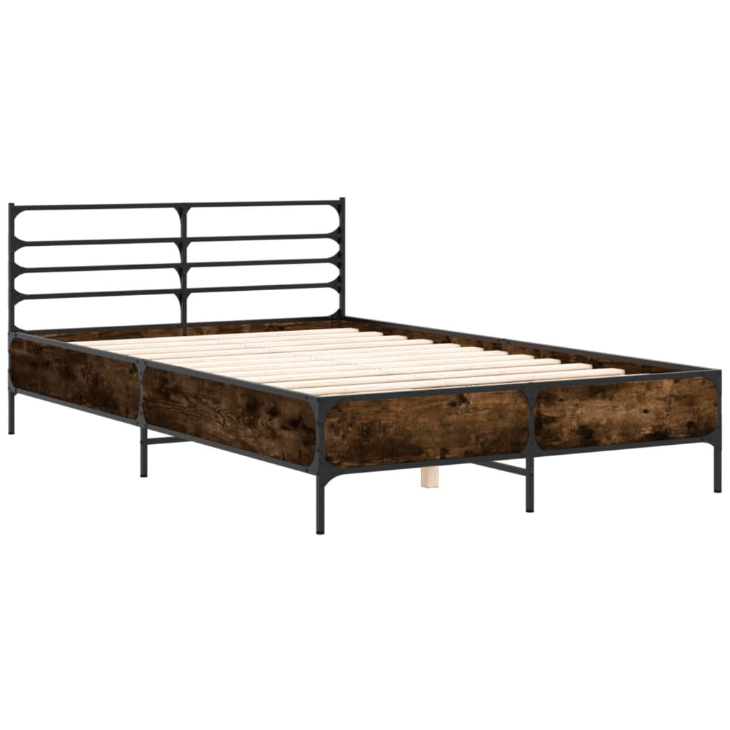 Bed Frame without Mattress Smoked Oak 140x200 cm
