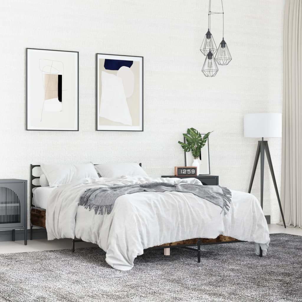 Bed Frame without Mattress Smoked Oak 140x200 cm