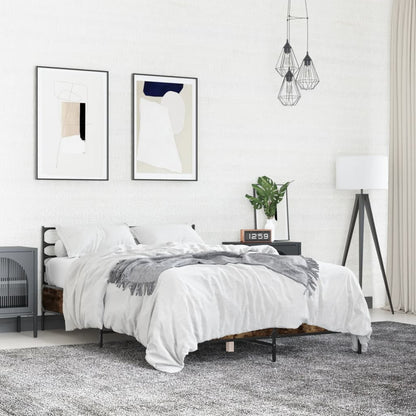 Bed Frame without Mattress Smoked Oak 140x200 cm