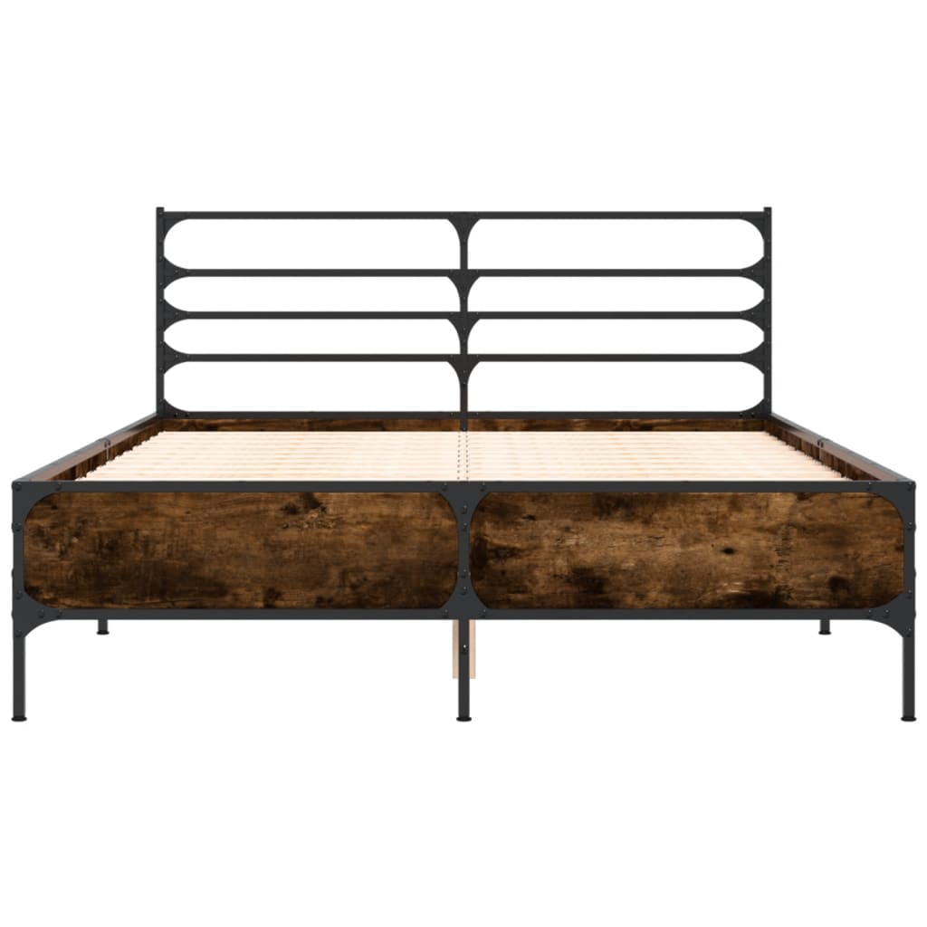 Bed Frame without Mattress Smoked Oak 140x200 cm