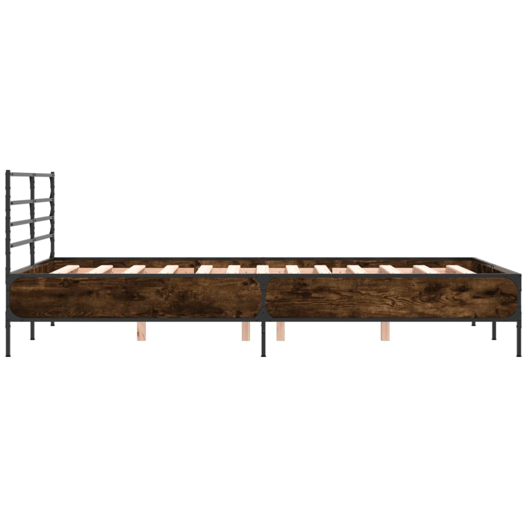 Bed Frame without Mattress Smoked Oak 140x200 cm