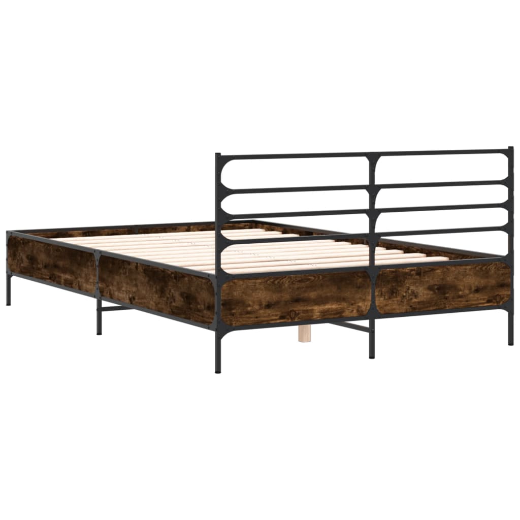 Bed Frame without Mattress Smoked Oak 140x200 cm