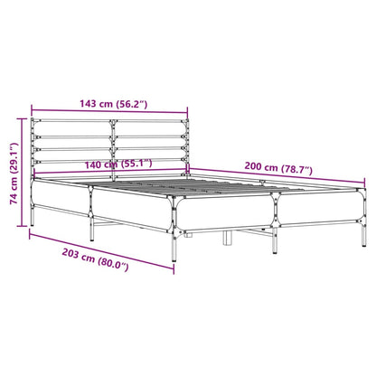Bed Frame without Mattress Smoked Oak 140x200 cm