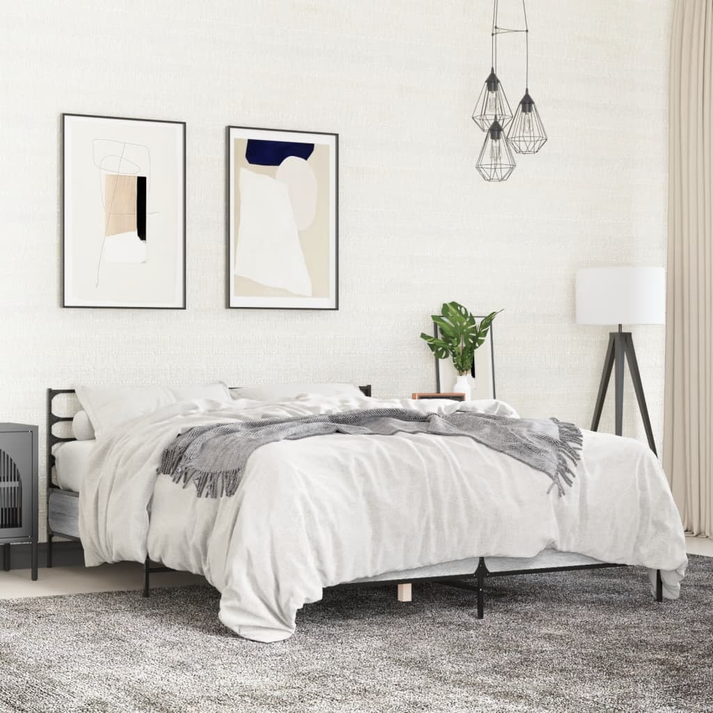 Bed Frame without Mattress Grey Sonoma 140x200 cm
