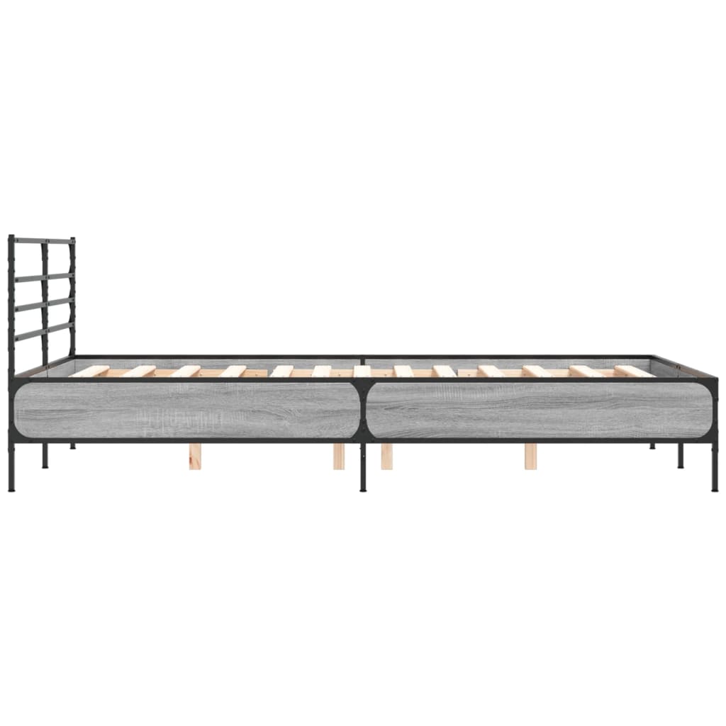 Bed Frame without Mattress Grey Sonoma 140x200 cm