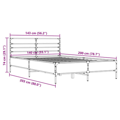Bed Frame without Mattress Grey Sonoma 140x200 cm