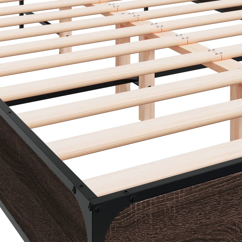 Bed Frame without Mattress Brown Oak 140x200 cm