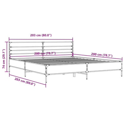 Bed Frame without Mattress Grey Sonoma 200x200 cm