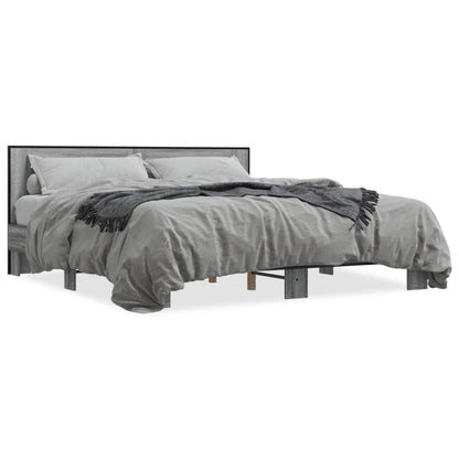 Bed Frame without Mattress Grey Sonoma 200x200 cm