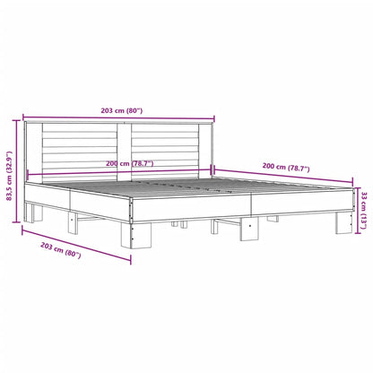 Bed Frame without Mattress Grey Sonoma 200x200 cm
