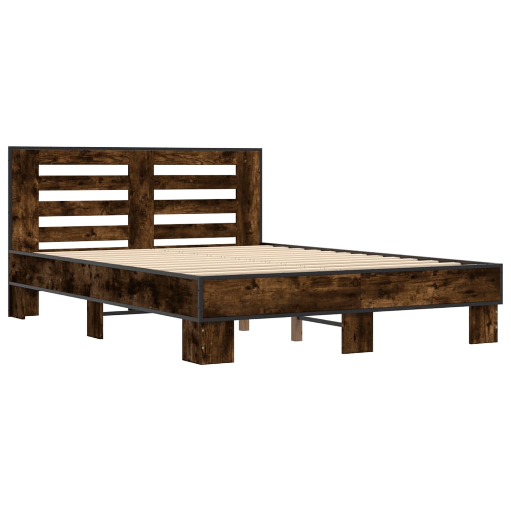 Bed Frame without Mattress Smoked Oak 140x200 cm