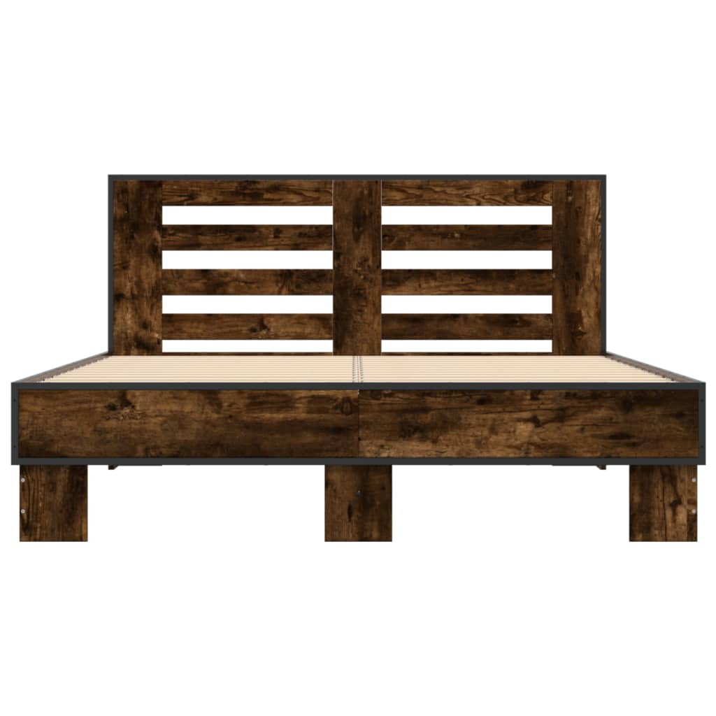 Bed Frame without Mattress Smoked Oak 140x200 cm