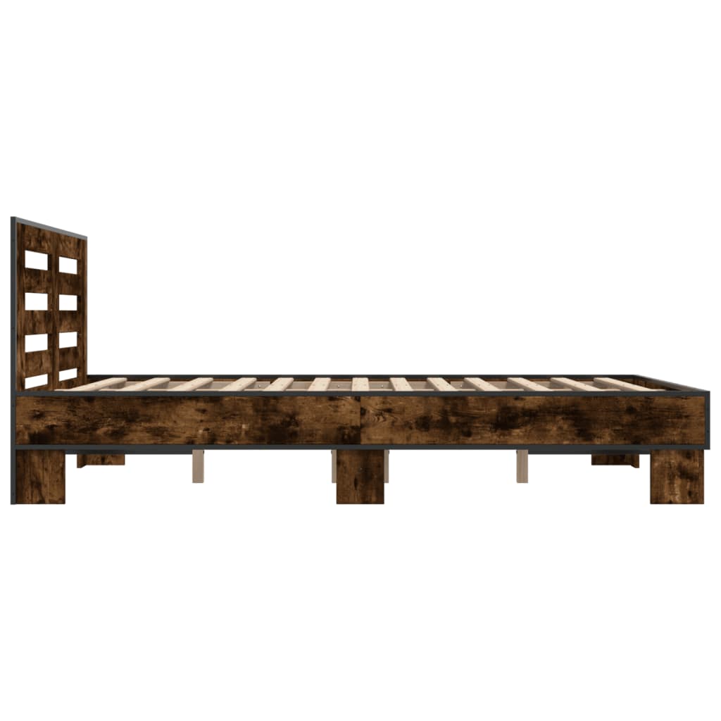 Bed Frame without Mattress Smoked Oak 140x200 cm